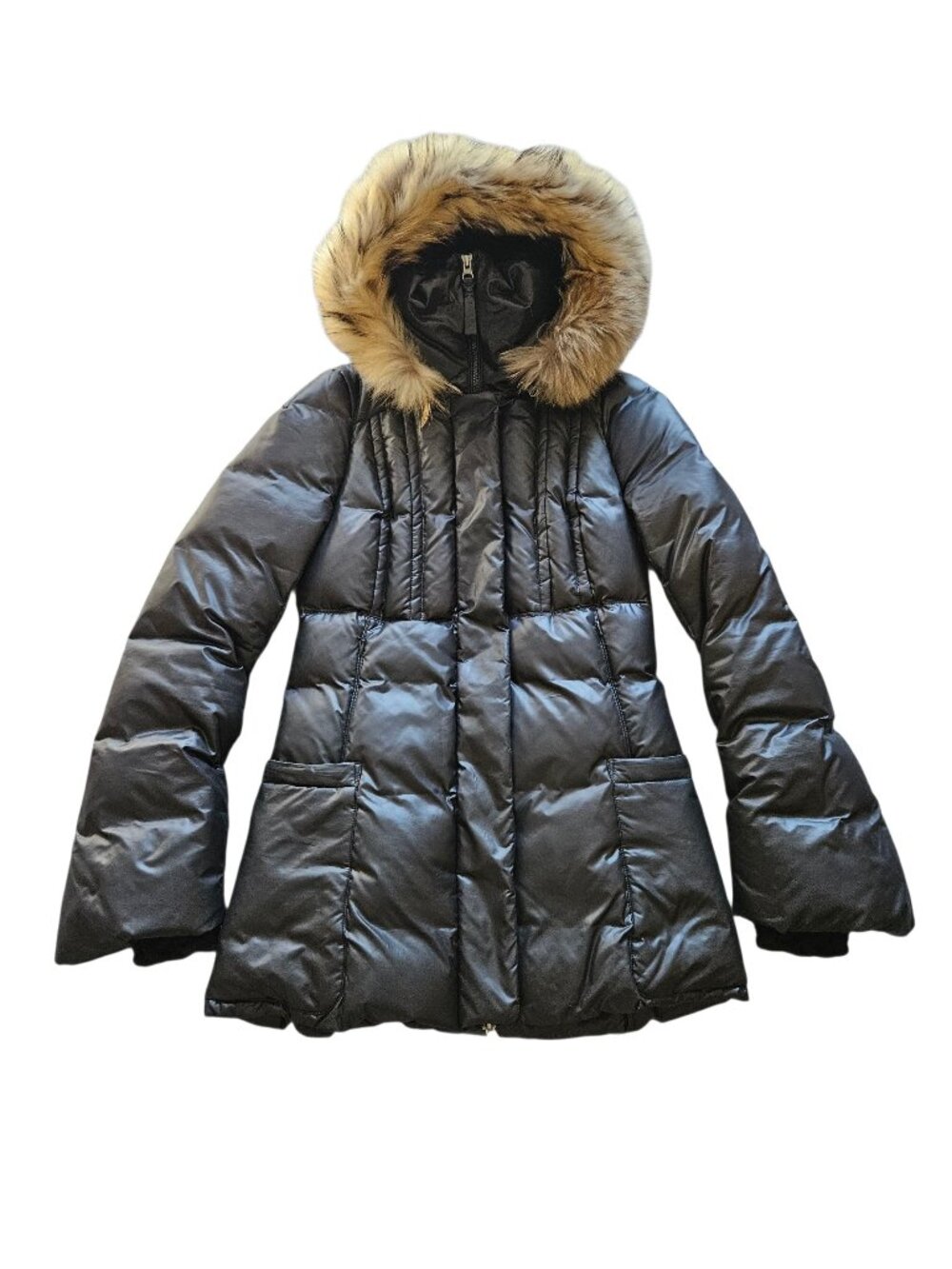Mackage Black Fur Hood Down Puffer Winter Coat Women's XS